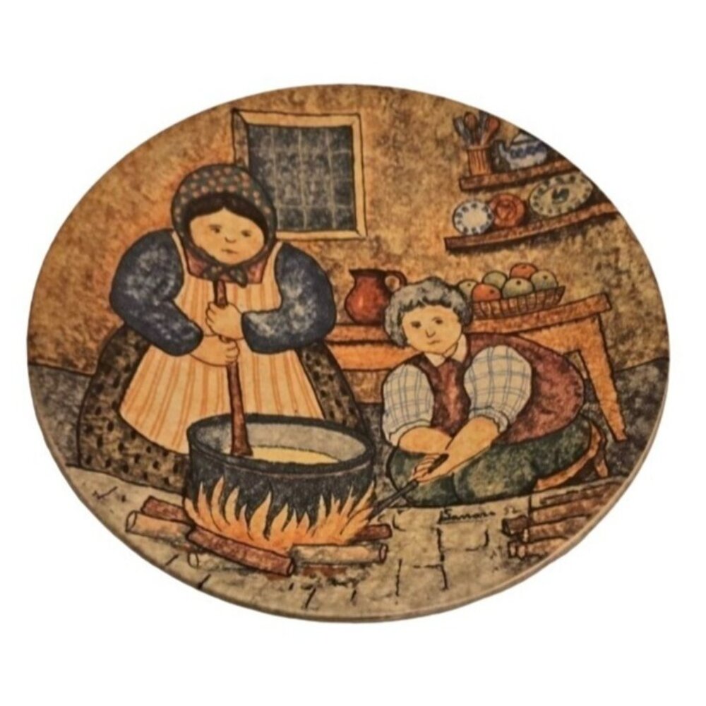 Vintage Lazzaro Hand Painted Italian Wall Plate Farm Kitchen 10 3/4